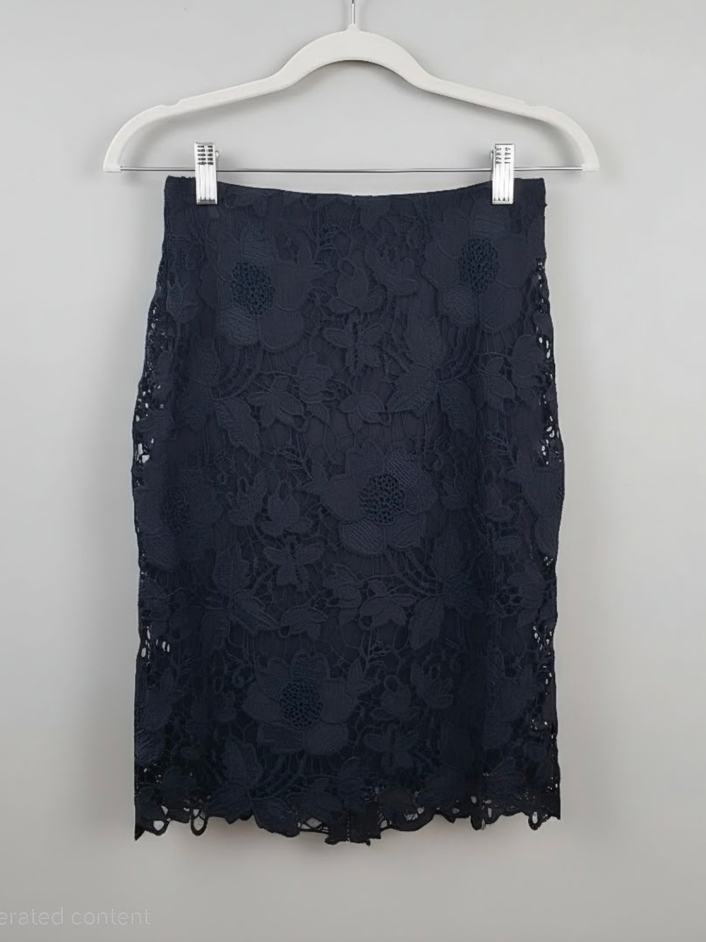 Women's Navy Floral Lace Pencil Skirt